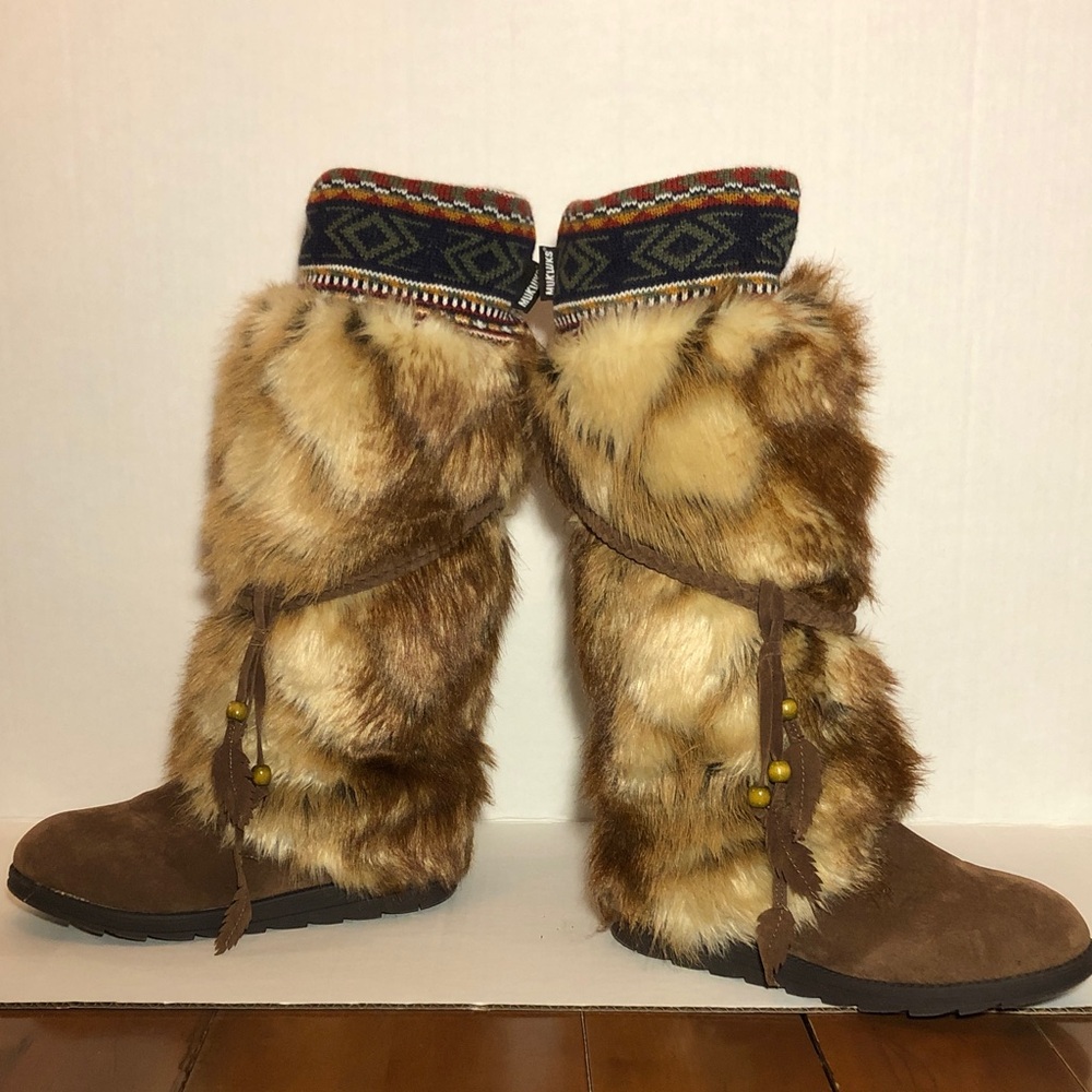 MukLuks boots Brown Faux Fur with Knit Cuff - Picture 5 of 10